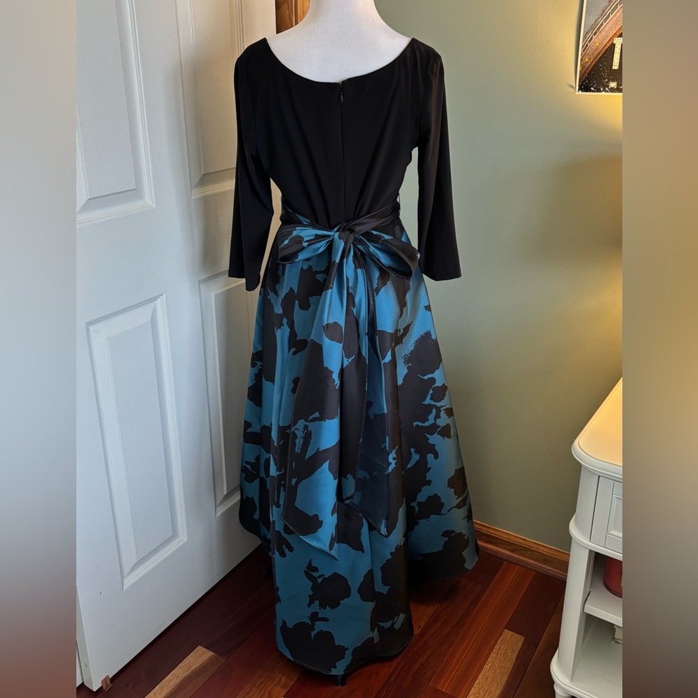 R&M Richards Black and Blue High-Low A-Line Dress